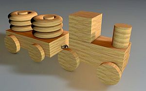 Abbildung: Ein Zug aus Holz Abbildung: Ein Zug aus Holz